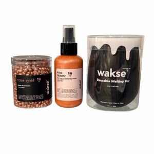 Wakse Rose Gold Illuminating Trio Wax Beads, Melting Pot & Rose Gold Serum NWT